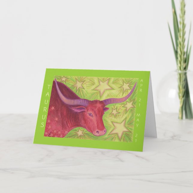 Carte de voeux Zodiac Taurus 'Happy Birthday' (Devant)