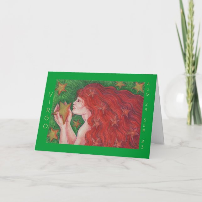 Carte de voeux Zodiac Virgo 'Joyeux anniversaire' (Devant)