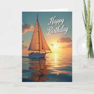 Carte de voile d'anniversaire dorée