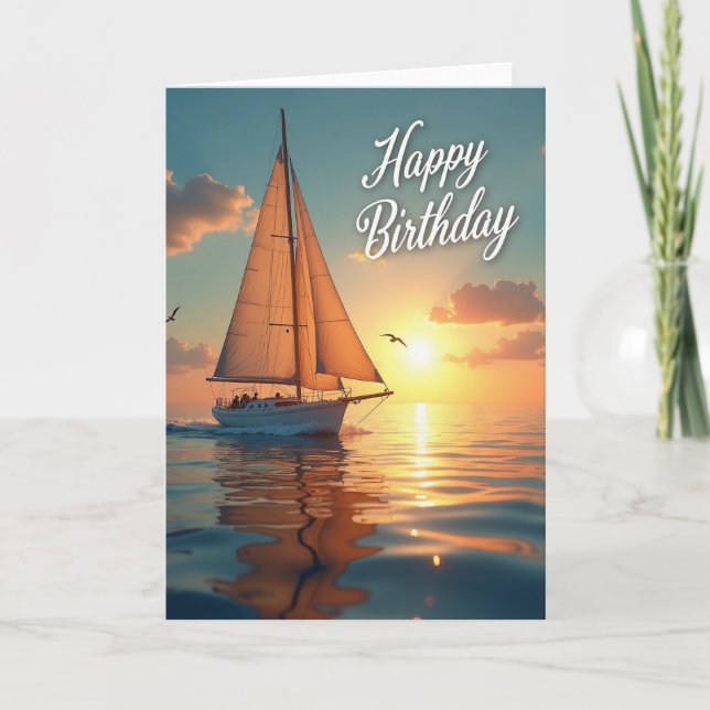 Carte de voile d'anniversaire dorée (Devant)