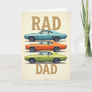 Carte de voiture classique d'art de papas cools