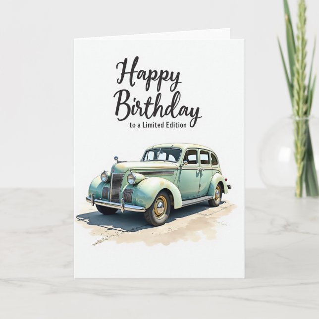 Carte de voiture d'anniversaire classique (Devant)
