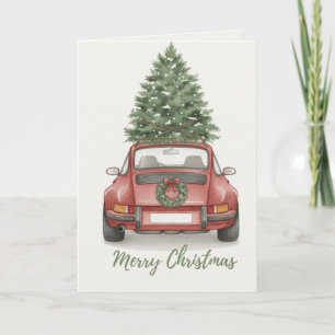 Carte de voiture de sport vintage avec arbre de No