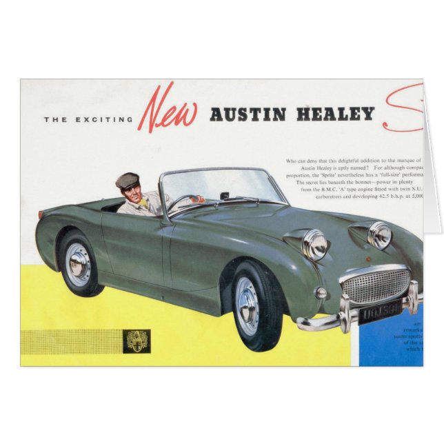 Carte de voiture Retro Austin Healey Sprite Randon (Devant horizontal)