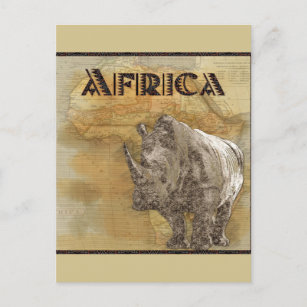 Carte de voyage Afrique de Rhinoceros vintages