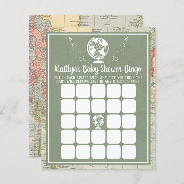 Carte de voyage Aventure Baby shower Bingo (Devant / Derrière)