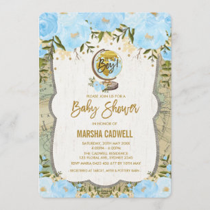 Carte de voyage Baby shower Aventure Globe Invitat