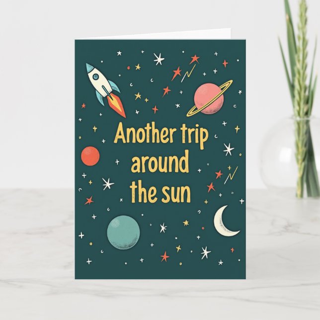 Carte de voyage d'anniversaire cosmique (Devant)