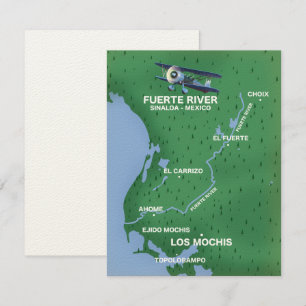 Carte de voyage de la rivière Fuerte Sinaloa, Mexi