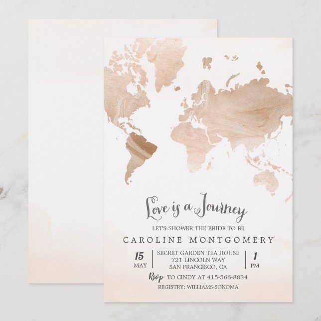 Carte de voyage de l'amour Invitation à une fête d (Devant / Derrière)