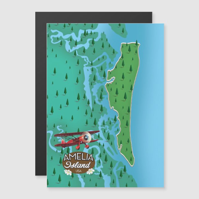 Carte de voyage de l'île Amelia en Floride. (Devant / Derrière)