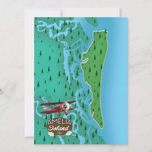 Carte de voyage de l'île Amelia en Floride. (Devant)
