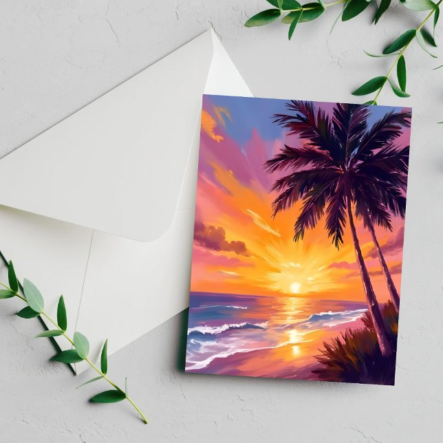 Carte de voyage de peinture de coucher de soleil s (Créateur téléchargé)