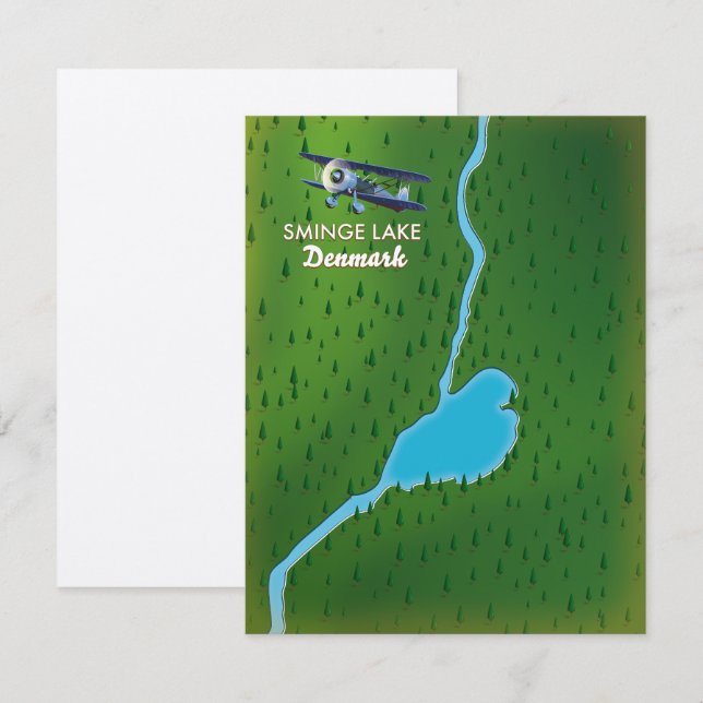 carte de voyage du lac Sminge Danemark (Devant / Derrière)