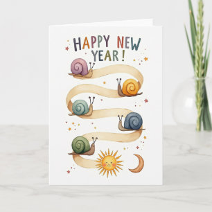 Carte de voyage gastropode pour la nouvelle année