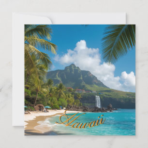 Carte de voyage hawaïenne de style vintage mer ble