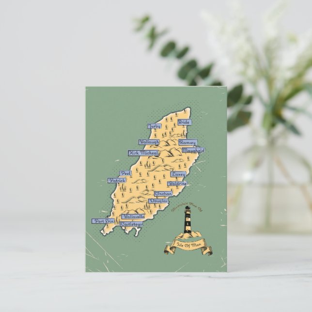 Carte de voyage illustrée de l'île de Man (Debout devant)
