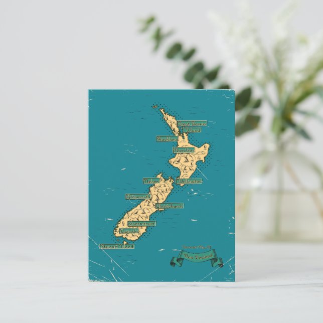 Carte de voyage illustrée de Nouvelle-Zélande (Debout devant)