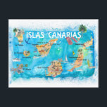 Carte de voyage illustrée des îles Canaries<br><div class="desc">Carte des voyages illustrée des îles Canaries avec Tenerife,  Gran Canary,  Lanzarote,  Fuerteventura La Palma Gomera et Hierro</div>