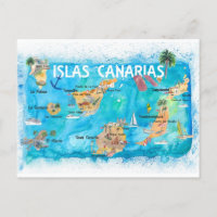 Carte de voyage illustrée des îles Canaries