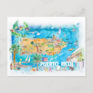 Carte de voyage illustrée des îles Porto Rico