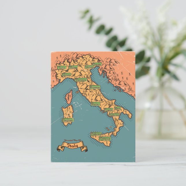 Carte de voyage illustrée d'Italie (Debout devant)
