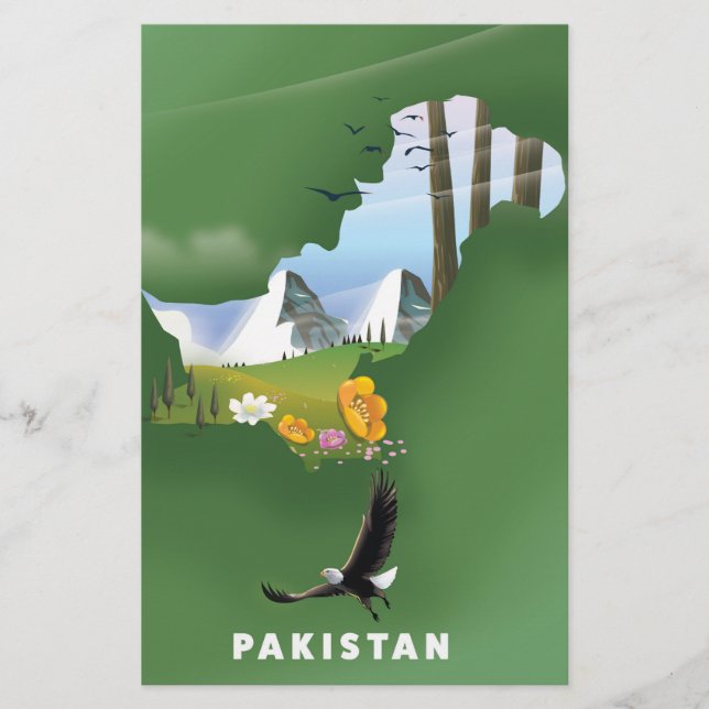 Carte de voyage illustrée du Pakistan. (Devant)