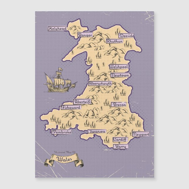 Carte de voyage illustrée du Pays de Galles (Devant)
