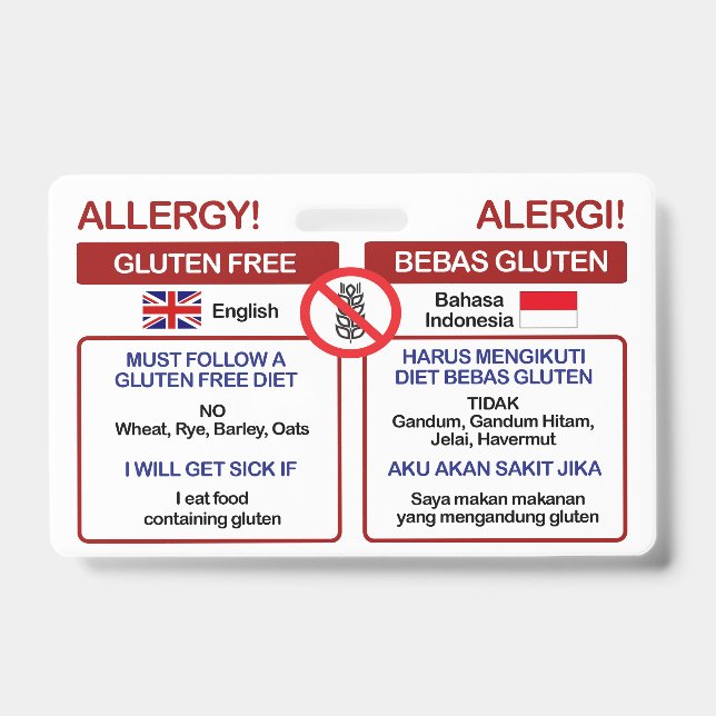 Carte de voyage indonésienne sans gluten | Badge d (Avant)