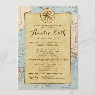 Carte de voyage Invitation Bat mitzvah