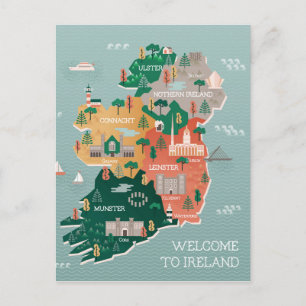 Carte de voyage Irlande   Points de repère et vill