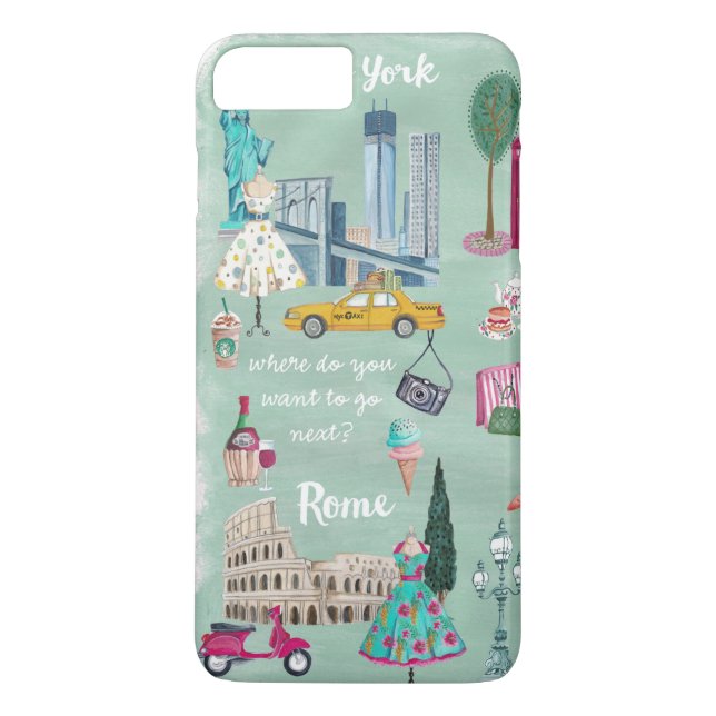 Carte de voyage New York Rome | Étui Iphone 7 plus (Dos)
