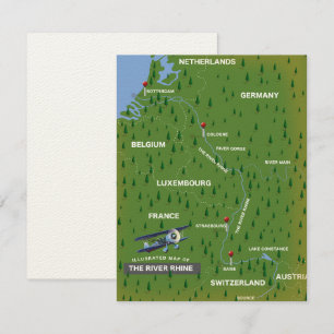 Carte de voyage rétro du Rhin.