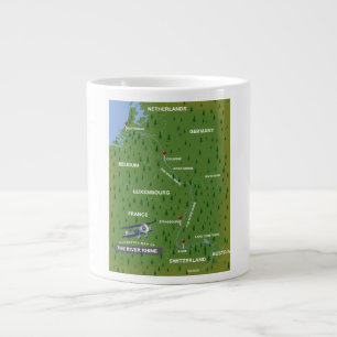 Carte de voyage rétro du Rhin. Géante Tasse à Café