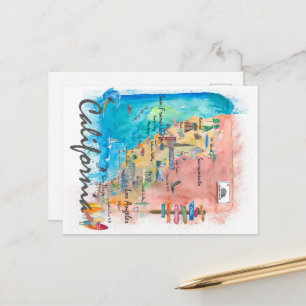 Carte de voyage Retro en Californie