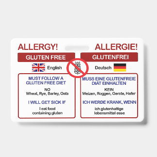 Carte de voyage sans gluten allemande | Badge d'al