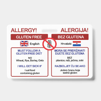 Carte de voyage sans gluten CROATE | Badge d'aller