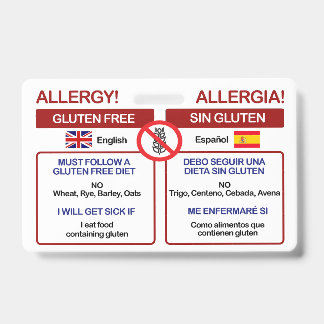 Carte de voyage sans gluten ESPAGNOL | Badge d'all