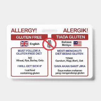 Carte de voyage sans gluten MALAISIE | Badge d'all