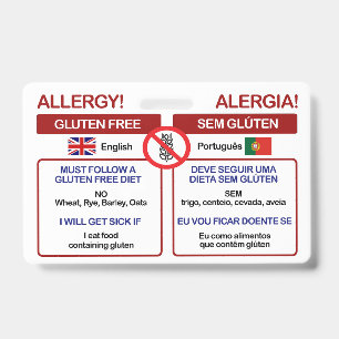 Carte de voyage sans gluten PORTUGAIS Badge d'al