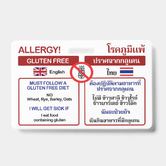 Carte de voyage sans gluten THAI | Badge d'allergi