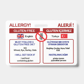 Carte de voyage sans gluten TURQUE | Badge d'aller