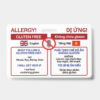 Carte de voyage sans gluten VIETNAMIENNE | Badge d