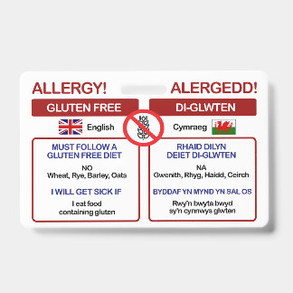 Carte de voyage sans gluten WELSH | Badge d'allerg