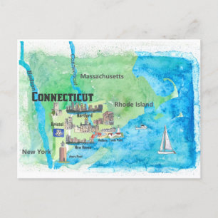 Carte de voyage USA Connecticut avec points forts