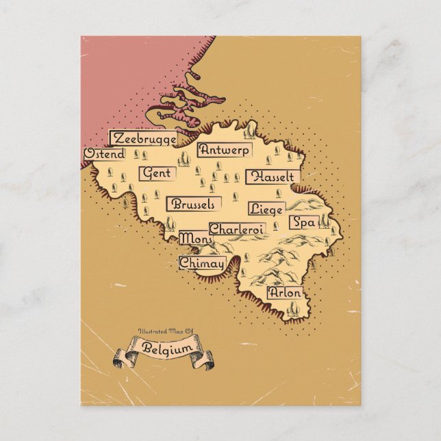 Carte de voyage vintage de Belgique (Devant)