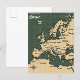 Carte de voyage vintage de l'Europe