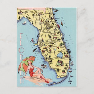 Carte de voyage vintage Floride avec attractions