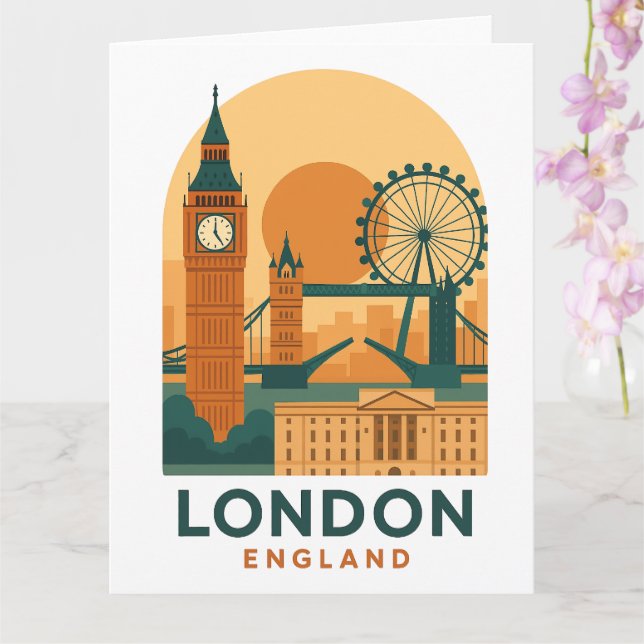 Carte de voyage vintage Londres Angleterre – Rétro (Orchidée)