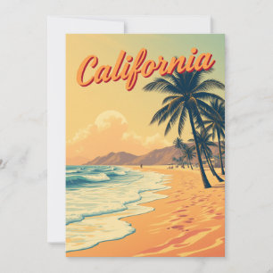 Carte de voyage vintage Retro California Beach
